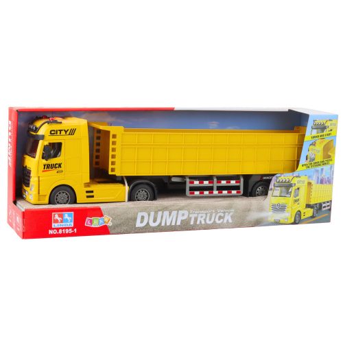 Szállító teherautó emelhető utánfutó lámpái sárgán hangzanak