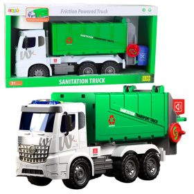   Large Garbage Truck Lifting Function 2 Bins Lights Sounds Green 1:10