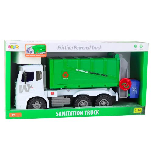 Large Garbage Truck Lifting Function 2 Bins Lights Sounds Green 1:10