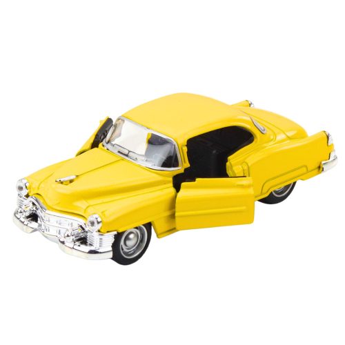 Klasszikus autó az 50-es évekből. Fém visszahúzható meghajtó. Ajtók nyitása. 1:32 Keverés.