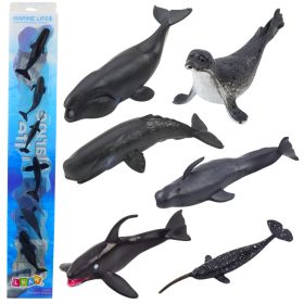   Mini figura készlet tengeri állatok emlősök gyilkos bálna fotó delfin 6-8 cm 6db