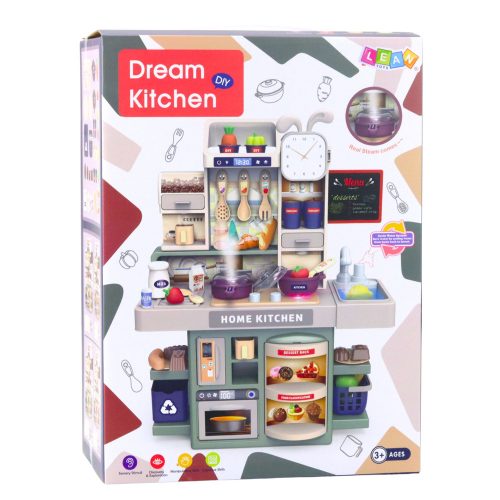 Gyerekkonyha Gyermekeknek Vízgőz Fények Hangok Tartozékok 33 db.