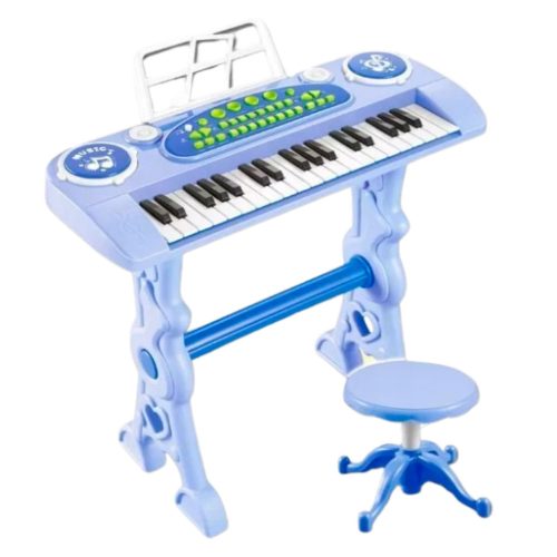 Elektronikus zongora gyerekeknek mikrofonnal, 37 billentyű, kék