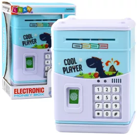   Elektronikus széf ATM malacpersely PIN-kód gyerekeknek kék dinoszaurusz