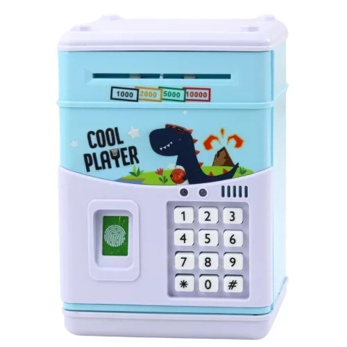 Elektronikus széf ATM malacpersely PIN-kód gyerekeknek kék dinoszaurusz