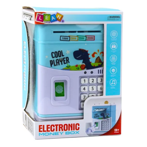 Elektronikus széf ATM malacpersely PIN-kód gyerekeknek kék dinoszaurusz