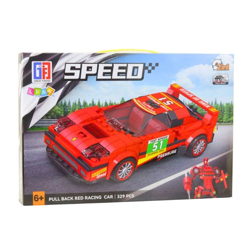 Építőblokkok Car Robot 2in1 Piros Meghajtású 329 db.