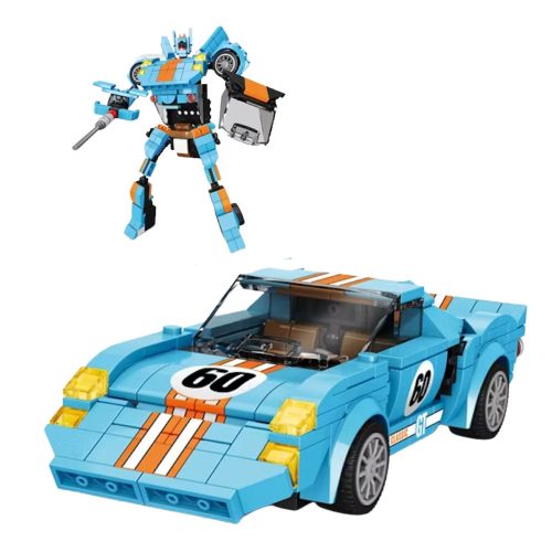 Építőelemek Car Robot 2in1 Narancssárga-Kék Meghajtás 336 db.