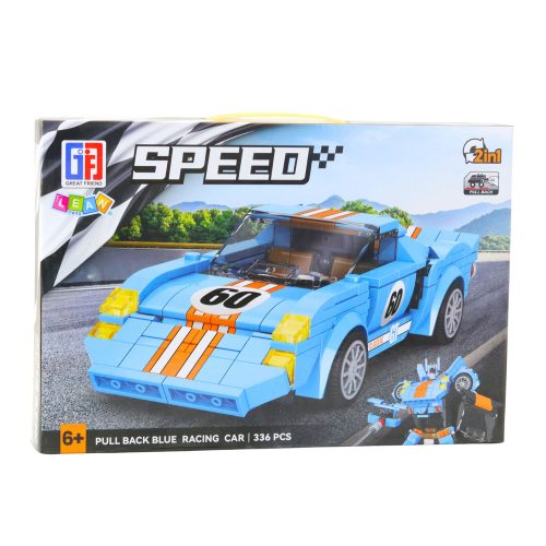 Építőelemek Car Robot 2in1 Narancssárga-Kék Meghajtás 336 db.