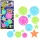 Fluoreszkáló világító falmatricák Smiley Faces Stars Colorful 10 db.