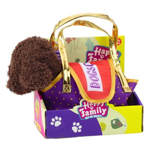 Uszkárkutya tépőzáras táskában, ennivaló, sötétbarna