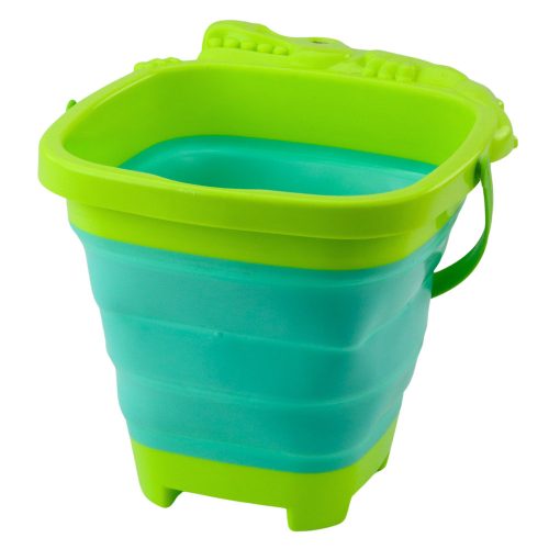 Összecsukható szilikon krokodil strand vödör zöld