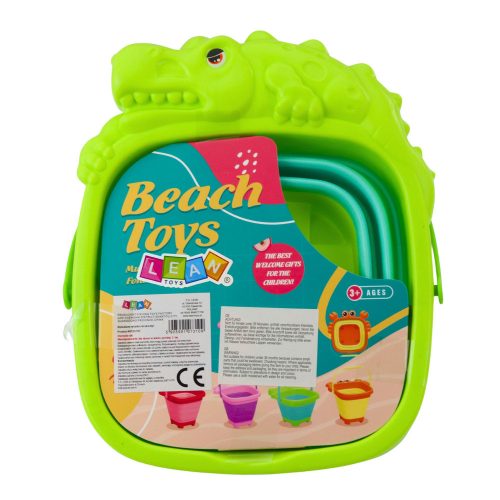 Összecsukható szilikon krokodil strand vödör zöld