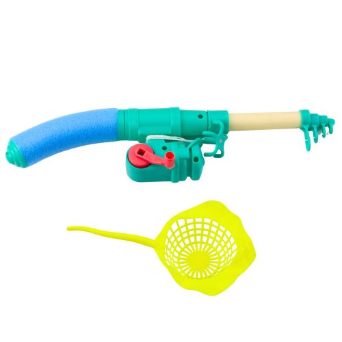 Horgászkészlet: rákasztal, 10 hal, horgászbot, szűrő, kék