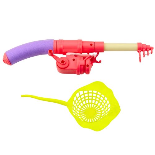 Horgászkészlet: rákasztal, 10 hal, horgászbot, szűrő, rózsaszín