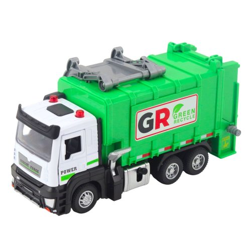 Szemeteskocsi 4-es motoros szemeteskukákkal, zölden hangzik