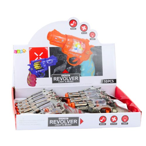 Toy Gun Revolver Magazin golyókkal Fények Hangok