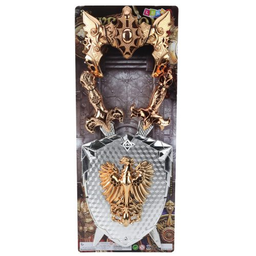 Lovag Készlet Pajzs Két Kard Maszk Ezüst Arany Sas