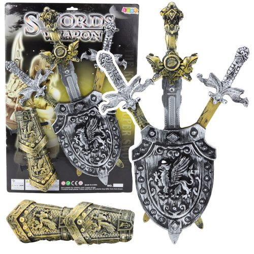 Knight Set 3 Swords Shield Protectors Reális dekoráció