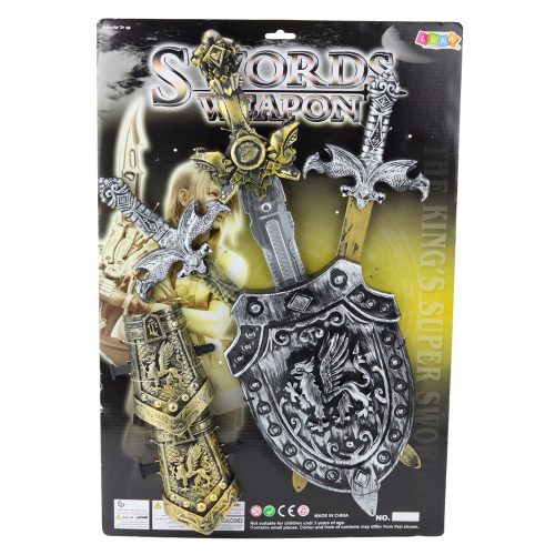 Knight Set 3 Swords Shield Protectors Reális dekoráció