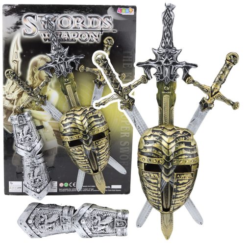 Knight Set 3 Swords Mask Protectors Reális dekoráció