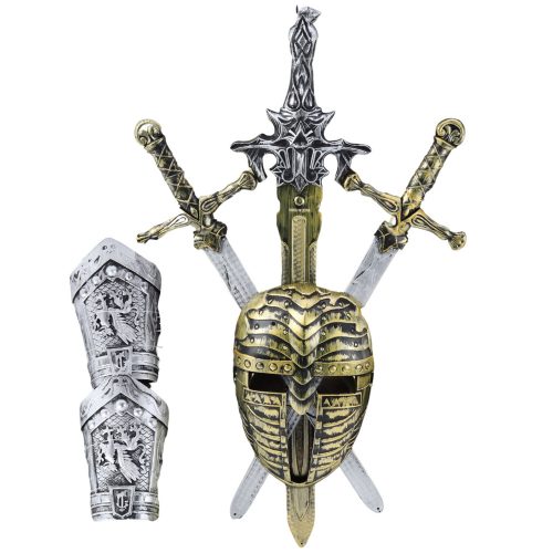 Knight Set 3 Swords Mask Protectors Reális dekoráció