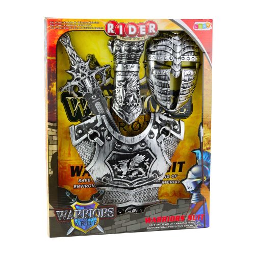 Nagy lovagkészlet maszk páncél kardvédő ezüst