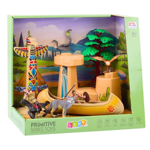 Indiai figurák falusi indiánok kajak totem készlete