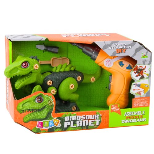 Dinoszaurusz kicsavaráshoz, csavarozáshoz, zöld fúró, barkácsolás