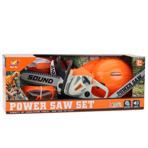 Láncfűrészes sisak, szemüveg, kesztyű, hangok, szett