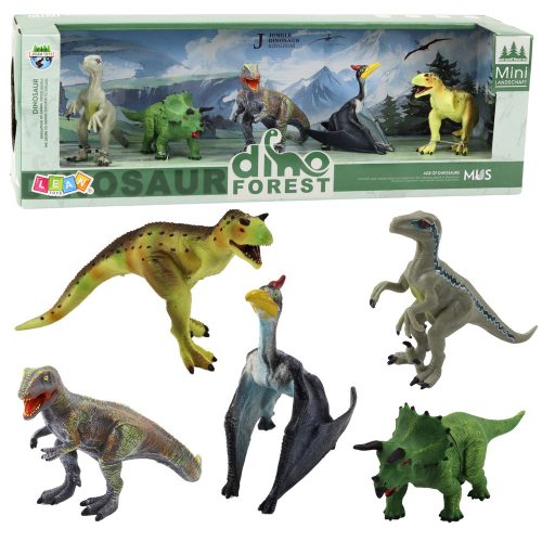 Valósághű erdei dinoszaurusz figurák készlete 5db