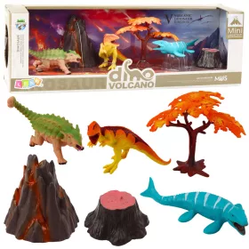 Valósághű dinoszauruszok vulkánfa figurák készlete 6db