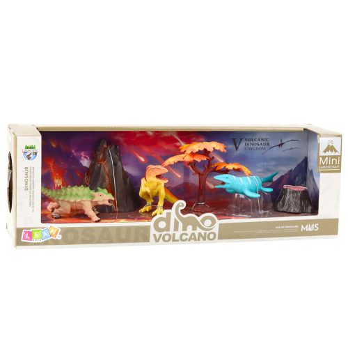 Valósághű dinoszauruszok vulkánfa figurák készlete 6db