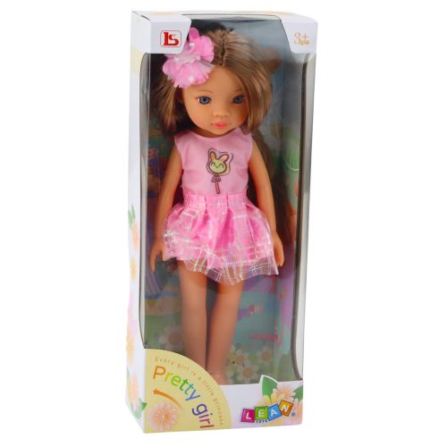 Doll In Rózsaszín Ruha, Hosszú Barna Haj Hajtű Virág
