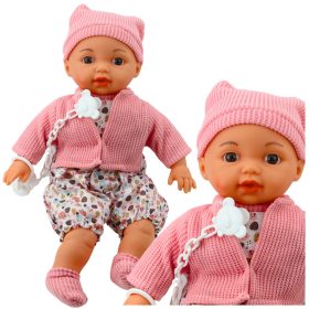Baby Doll Pulóver Sapka Cumi Lánc Rózsaszín 40cm