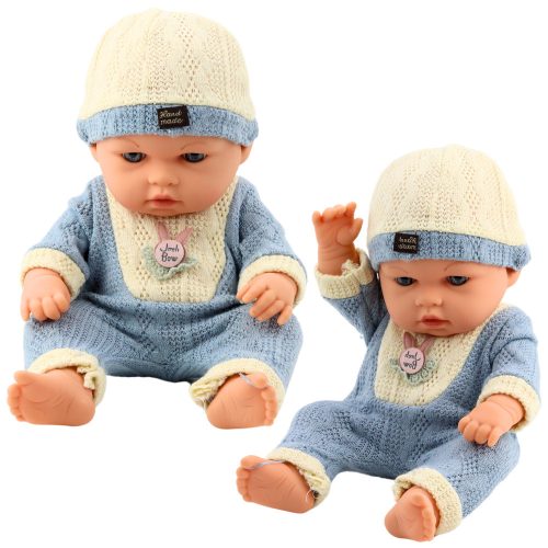 Babababa kék kötött ruhában sapkával