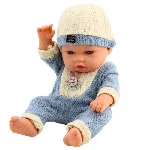 Babababa kék kötött ruhában sapkával