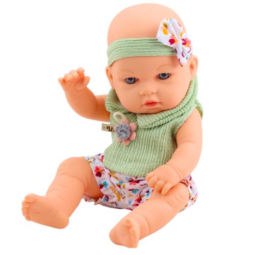 Baby Doll zöld virágos ruha fejpánt masnival