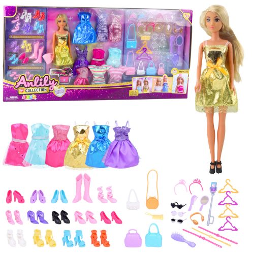 Nagy divatkészlet Anlily Collection babaruha kiegészítők 65 db.