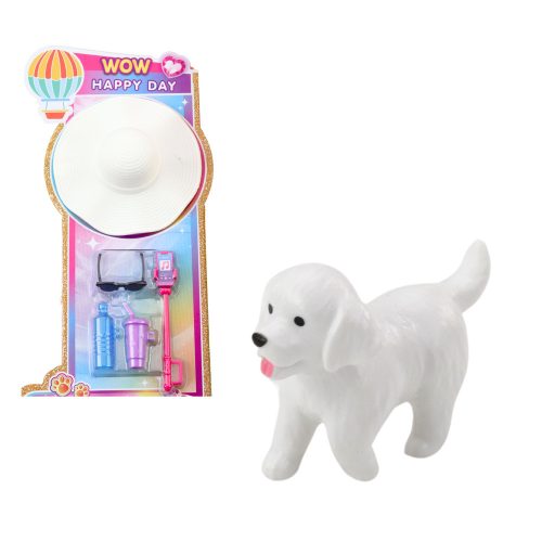 Anlily babakészlet: Lány fiúval, sapkával és kutyás kiegészítőkkel