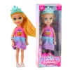 Mini hercegnő baba koronával, színes ruhával, 14 cm-es mix