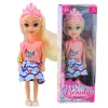 Mini hercegnő baba koronával, színes ruhával, 14 cm-es mix