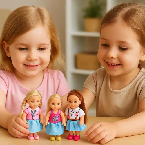 Kaibibi Mini Baba Hosszú Hajú Színes Ruha 12 cm Mix