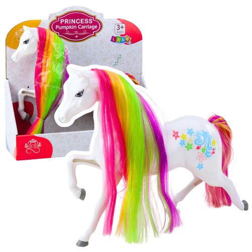 Figura nagy mese ló szivárvány sörény színes dekoráció fehér