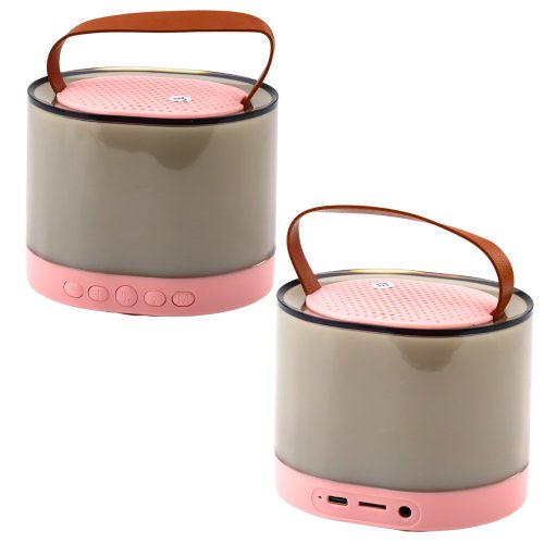 Karaoke készlet hangszóró mikrofon vezeték nélküli K52 RGB Bluetooth rózsaszín