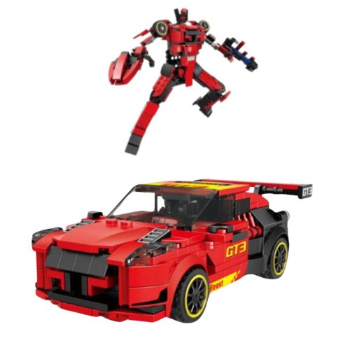 Robot Autó 2 az 1-ben Építőtégla GT3 Piros 335 db.