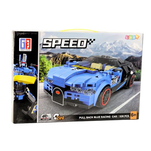 Robotautó 2in1 Hurricane Kék Építőtégla 328 db.