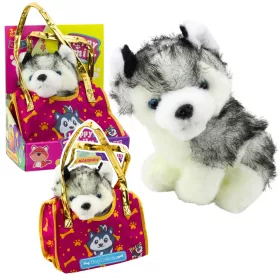   Husky Dog Egy táskában Plüss Kabalája Bújójáték Fehér Szürke
