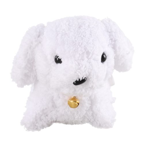 Plüss kutya csóváló farokkal, kulcstartó medállal