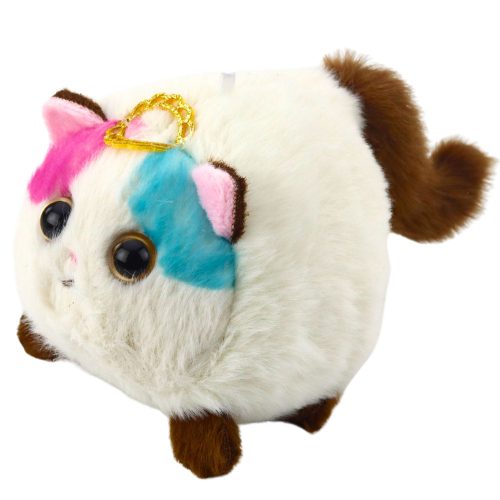 Plüss cica kabalája hullámos farokkal, barna és fehér